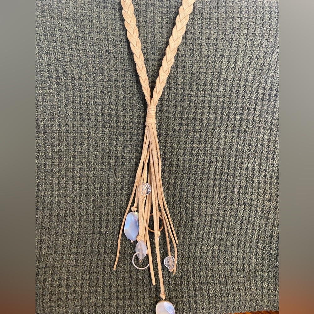 Chico's Tan Braided Necklace with Beads